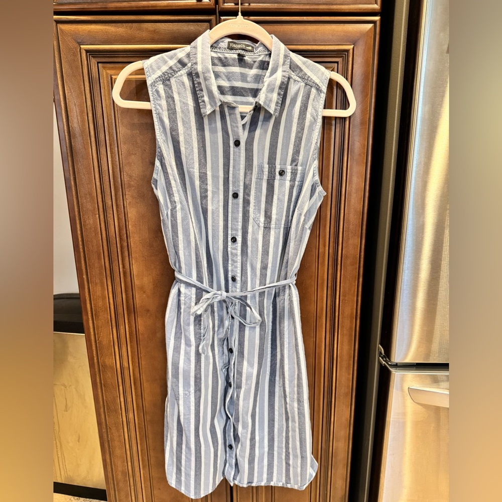 Sleeveless Blue Striped Dress